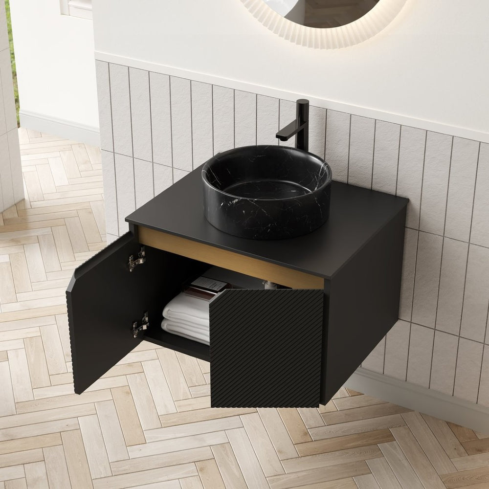 English Elm Dina Floating Bathroom Vanity with Sintered Stone Top and Crystal Glass Basin W2615S00645
