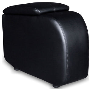 English Elm Black Top-grain Leather Home Theater Seating Row with Pocket Coil Recliners and Consoles B062S01838