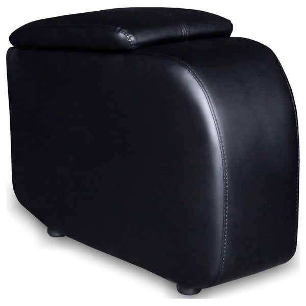 English Elm Black Top-grain Leather Home Theater Seating Row with Pocket Coil Recliners and Consoles B062S01838