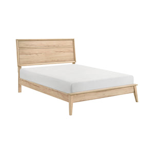 English Elm Classic Marrin Queen Bed Natural Oak Finish Mid-Century Modern Wooden Frame, Timeless Minimalist Design B011S01481