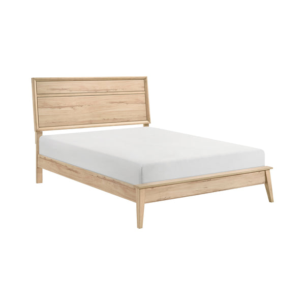 English Elm Classic Marrin Queen Bed Natural Oak Finish Mid-Century Modern Wooden Frame, Timeless Minimalist Design B011S01481