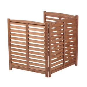 English Elm 3-panel Slatted Wood Outdoor Privacy Screen for Ac Units Trash Enclosures Gardens Brown W2640P272036