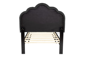 English Elm Luxurious Twin Platform Bed Wool Upholstered Scalloped Headboard with Built-in Led Lighting B011P417510