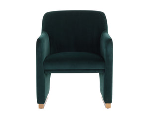 Sunpan Jaime Dining Armchair - Luxurious Gold Base, Moisture-Repellent Fabric, Perfect for Stylish Spaces Meg Dark Emerald