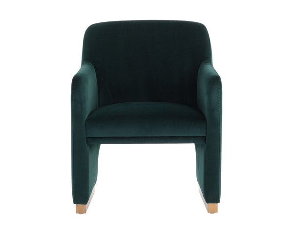 Sunpan Jaime Dining Armchair - Luxurious Gold Base, Moisture-Repellent Fabric, Perfect for Stylish Spaces Meg Dark Emerald