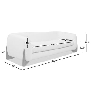 English Elm Jennifer Taylor Home - Alpine 90.5" Sherpa Sofa in Ebony Bouclé with 24" Deep Seats, Removable Cushions & Oak Legs White B2719P238345