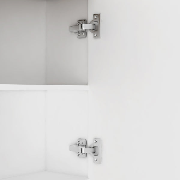 English Elm Farmhouse Sliding Barn Door Bar Cabinet with USB Outlets, Large Rustic White Buffet Sideboard W1321S00012