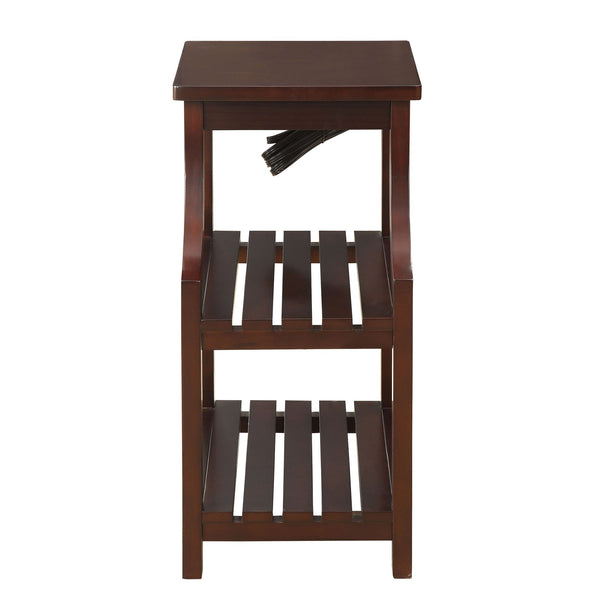 English Elm Espresso Modern Side Table with USB Power Dock, 2 USB Ports & Outlets, Slatted Shelves for Storage B062P186478