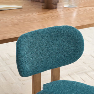English Elm Wooden Wingback Dining Chairs Chenille Upholstered Farmhouse Set for Kitchen Comfort Teal W3244P316082
