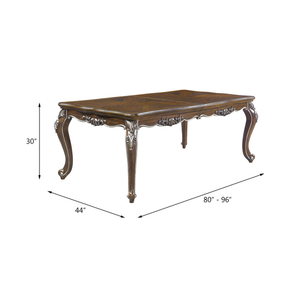 English Elm Latisha Antique Oak Dining Table with 16" Extension Leaf, 60mm Thick Top, Sturdy Poplar & MDF Craftsmanship B2726S00455