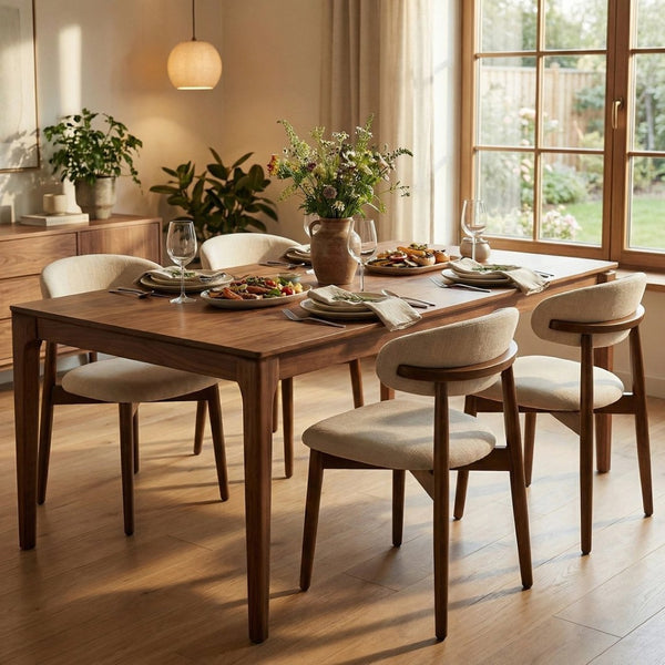 English Elm Wooden Upholstered Dining Chairs Set of 2 Linen Fabric Curved Back Farmhouse Style Beige W3204P456998