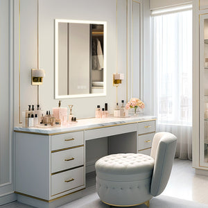 English Elm Bright Led Bathroom Mirror 48" X 36" - Dimmable Lighting, Quick Defog, Hd Reflection, Wall Mounted Elegance T3177P296168