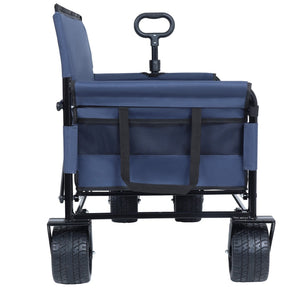 English Elm 3-in-1 Convertible Folding Wagon with Bench Seat Steel Frame 500lb Capacity Dark Blue W2932P283541