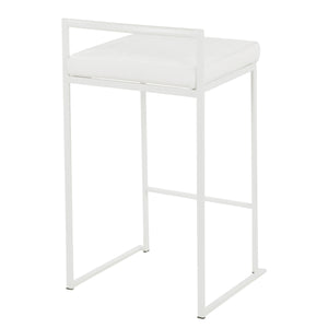 English Elm Fuji Contemporary Stackable Counter Stool Set Of 2 In White Velvet For Chic Indoor Spaces B202P222387