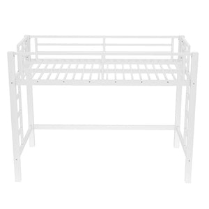 English Elm Twin Xl White Iron Loft Bed with Guardrails and Ladder for Dorm or Teen Room W1580P435706