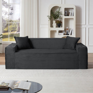 English Elm 3seater Corduroy Cloud Sofa Pocket Spring Cushioned Seat for Apartments and Office Lounges Dark Gray W3396P434761