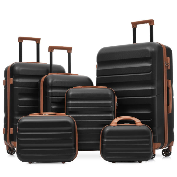 English Elm 6-piece Abs Hardshell Suitcase Set Spinner Wheels Nested Storage Travel Ready N730P262652B