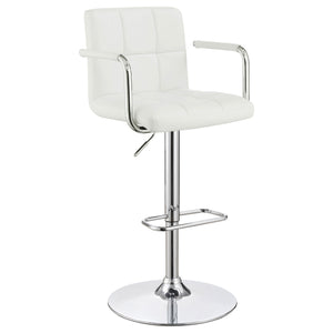 English Elm Letitia White Tufted Adjustable Bar Stool with Chrome Frame, Hydraulic Lift, Footrest & Mid-Century Flair B062P375511