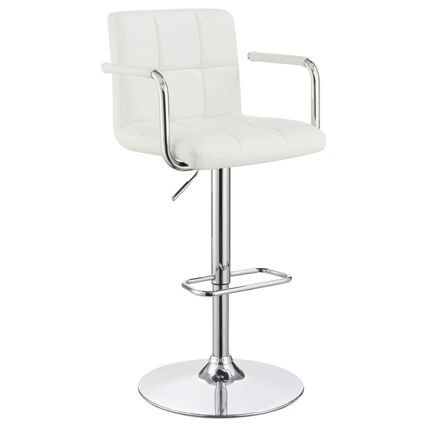 English Elm Letitia White Tufted Adjustable Bar Stool with Chrome Frame, Hydraulic Lift, Footrest & Mid-Century Flair B062P375511