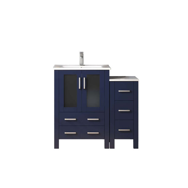 English Elm Navy Blue Single Bath Vanity With White Ceramic Top, Storage Cabinet, Chrome Faucet – Stylish & Functional B2731S01194
