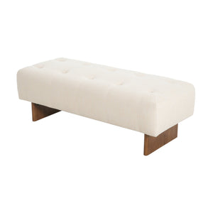English Elm Christopher Knight Home® - Rectangular Tufted Linen Ottoman Bench With Solid Wood Legs - Versatile Beige Footstool & Seating N757P296695I