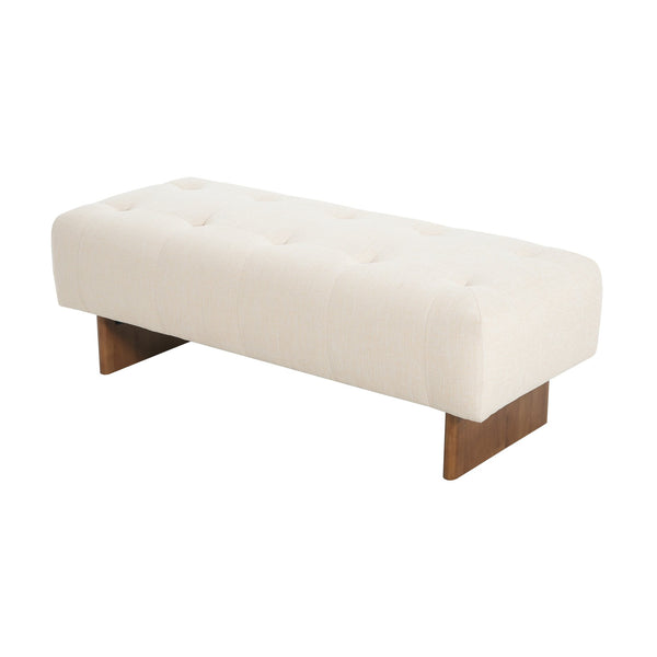 English Elm Christopher Knight Home® - Rectangular Tufted Linen Ottoman Bench With Solid Wood Legs - Versatile Beige Footstool & Seating N757P296695I