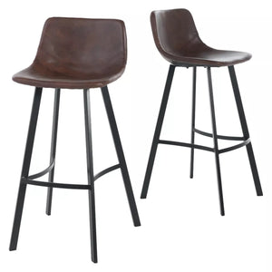 English Elm Christopher Knight Home® - Set of 2 Dax Faux Leather Barstool Brown with Faux Snakeskin Stitching, Cushioned Seat & Steel Legs 57582.00
