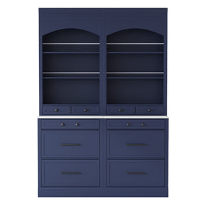 English Elm Modern 83.7in Tall Kitchen Pantry Set of 2 with Faux Marble Countertops, Durable Storage and Anti-Tip Safety Blue SP000075AAC
