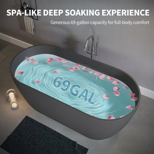 English Elm 63" Stone Resin Freestanding Soaking Tub Matte Sculpted Surface for Spa Bathroom W1920P410083