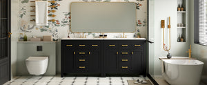 English Elm 72'' Modern Bathroom Vanity Set With Durable Ceramic Sink, Solid Wood Frame, Ample Storage & Style N710SS00011B
