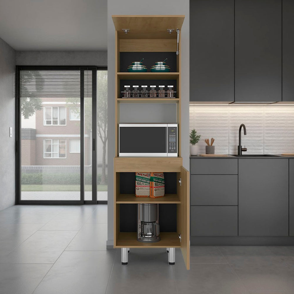 English Elm Austin Freestanding Pantry Cabinet with Appliance Shelf and Dual Enclosed Storage Zones B200P445766