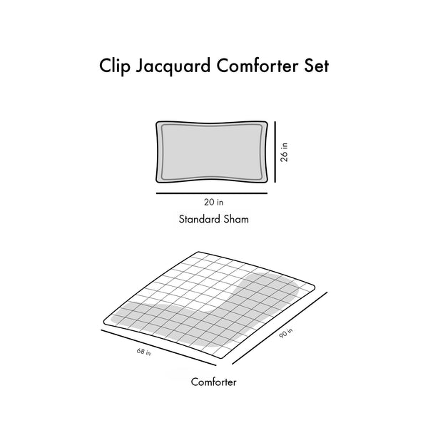 English Elm Twin/Twin Clip Jacquard Comforter Set with Pompon Texture, Hypoallergenic, Antimicrobial OEKO‑TEX Quality B03596002