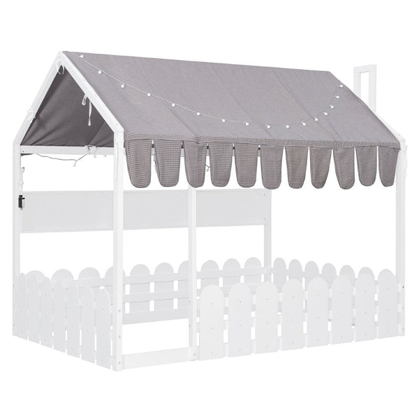 English Elm {slats Are Not Included} Twin Montessori House Floor Bed Kids Tent Lights Shelves Pinewood Frame White N708P407963K