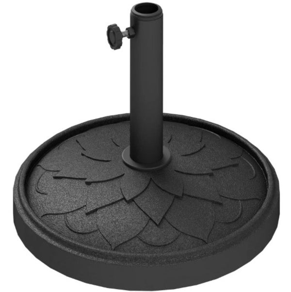 English Elm Umbrella Stand Resin Concrete Base with Lotus Relief Bronze Finish for Patio Decks T3971P426751
