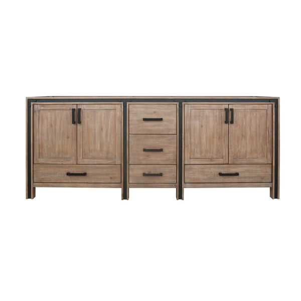 English Elm Rustic Barnwood Double Bath Vanity 84in W x 22in D – Solid Wood, Soft-Close Drawers, Full Storage Cabinetry B2731P260759