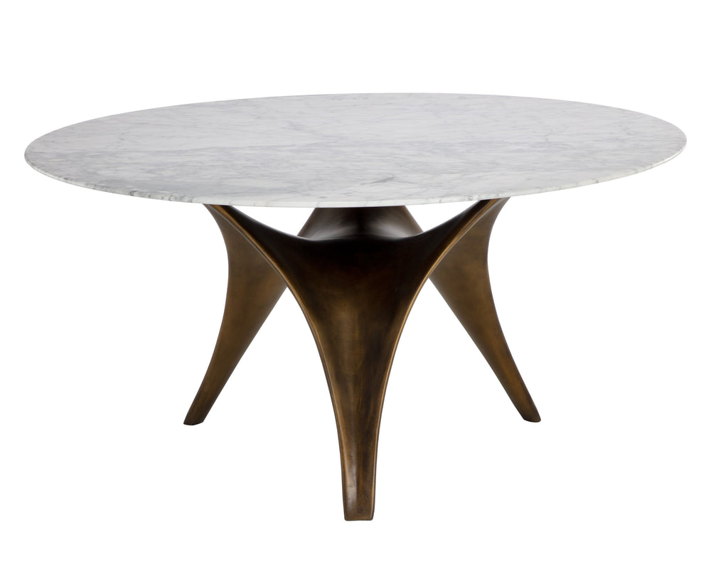 Sunpan Bijon 59" Dining Table with Matte White Carrara Marble Top & Sculptural Base - Unique Elegance