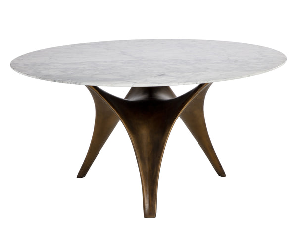 Sunpan Bijon 59" Dining Table with Matte White Carrara Marble Top & Sculptural Base - Unique Elegance