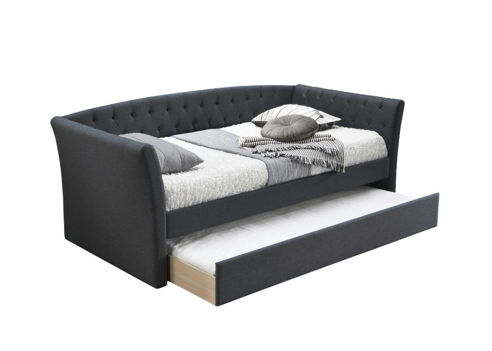 English Elm Contemporary Button Tufted Burlap Daybed with Slats for Guest Room or Studio B011S02041