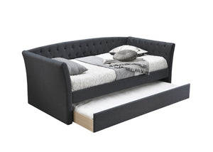 English Elm Contemporary Button Tufted Burlap Daybed with Slats for Guest Room or Studio B011S02041