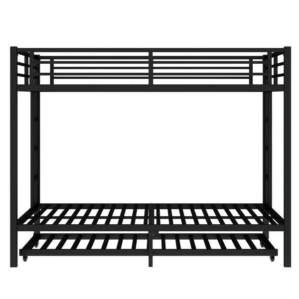 English Elm Queen Metal Bunk Bed With Twin Trundle - Stylish Space-Saving Solution For Shared Bedrooms Or Guests W1580S00131-GIGA