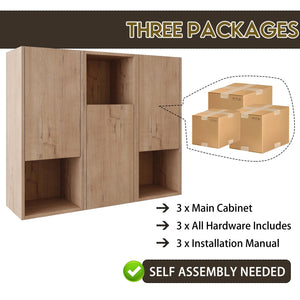 English Elm 36" Bathroom Side Cabinet - Stylish Wall-Mounted Storage, Soft-Close Doors & Durable Imitative Oak Finish W999S00374