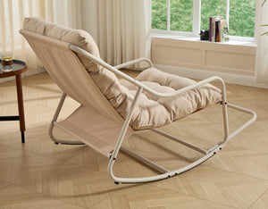 English Elm Outdoor Rocking Chair Steel Frame with Thick Cushion for Patio Porch and Living Room W640P443517