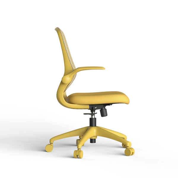 English Elm Ergonomic Mesh Back Task Chair with Flip Armrests High Density Foam Seat 500lb Capacity Yellow W5280P464450
