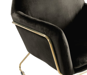 English Elm Kyra Velvet Accent Chair with Gold Metal Legs for Glam Living Room Decor Black B2749P413365