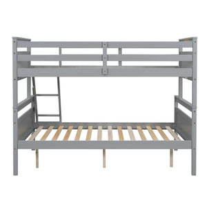 English Elm Twin Twin-over-Full Bunk Bed with Attached Ladder and Full-Length Guardrails for Safe Space-Saving Sleep Gray SM000118AAE-1
