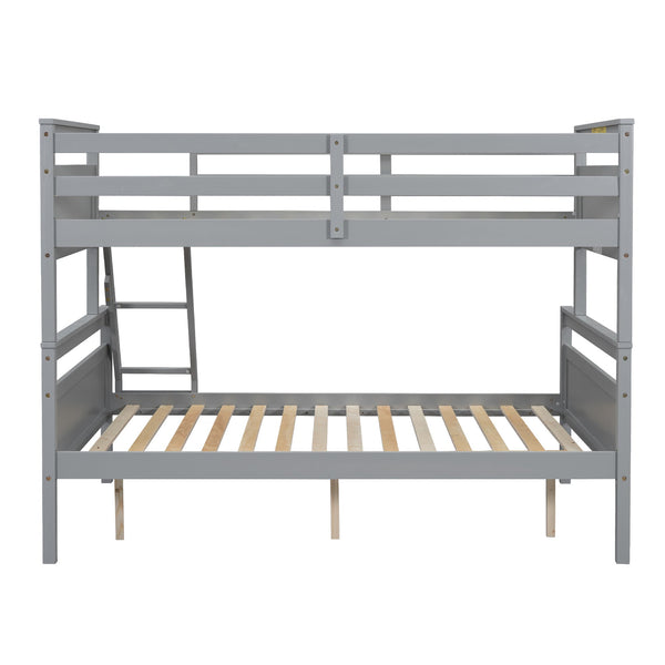 English Elm Twin Twin-over-Full Bunk Bed with Attached Ladder and Full-Length Guardrails for Safe Space-Saving Sleep Gray SM000118AAE-1