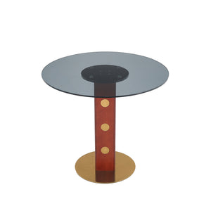 English Elm Modern Round Dining Table - 33.5" Glass Top With Wooden Legs & Gold Base, Perfect For Small Spaces! W1535S00580