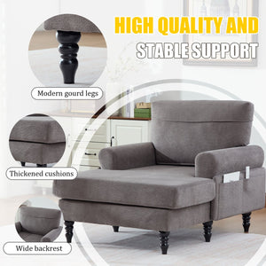 English Elm Modern Chenille Recliner Chaise Lounge Sofa Chair with High-Resilience Foam, Wide Seat, 550lb Capacity Dark Gray W395P371335
