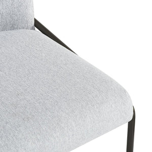 English Elm Modern Curved High Back Dining Chairs with Bronze Iron Frame Linen Upholstery Set of 2 N762P288935E