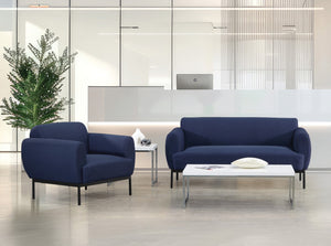 OSP Home Furnishings Delta Commercial Armchair with Sinuous Spring Seat and Black Metal Legs for Lobbies Sofa Navy DTL53-K062